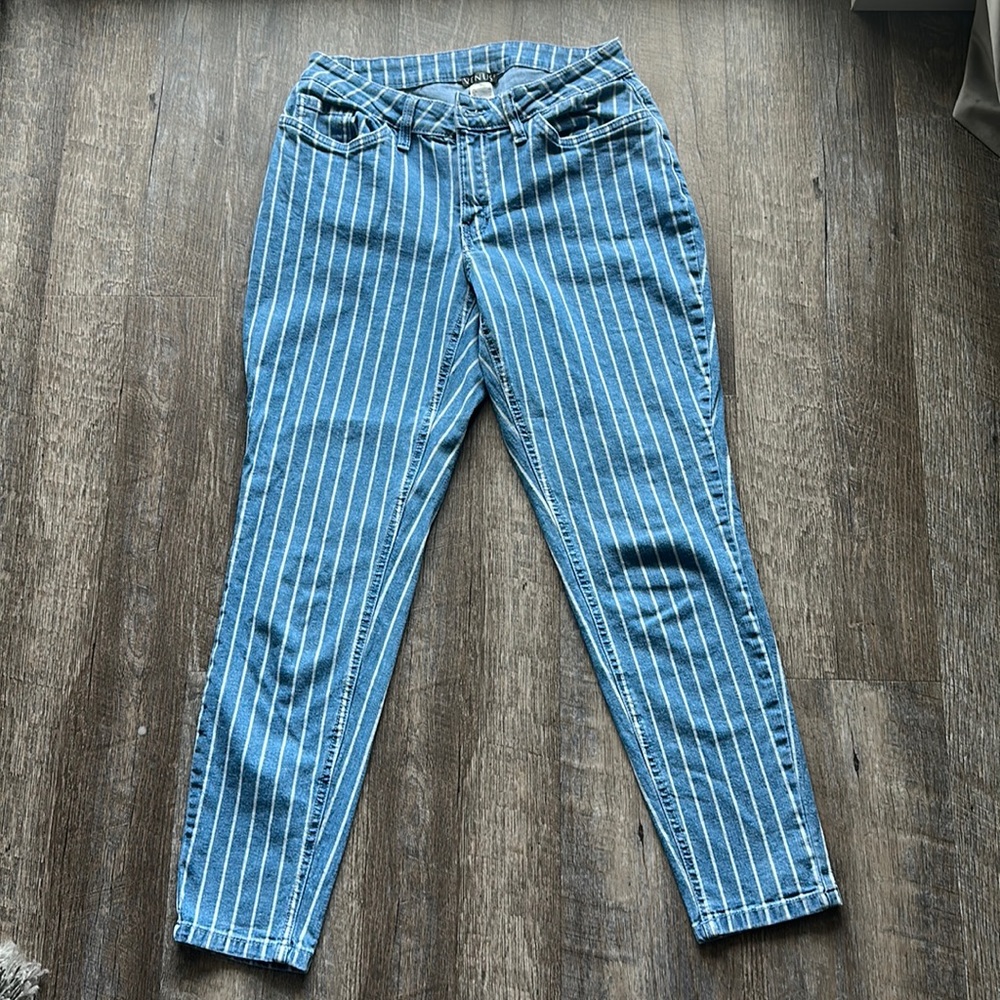Cropped pinstripe jeans, size 8